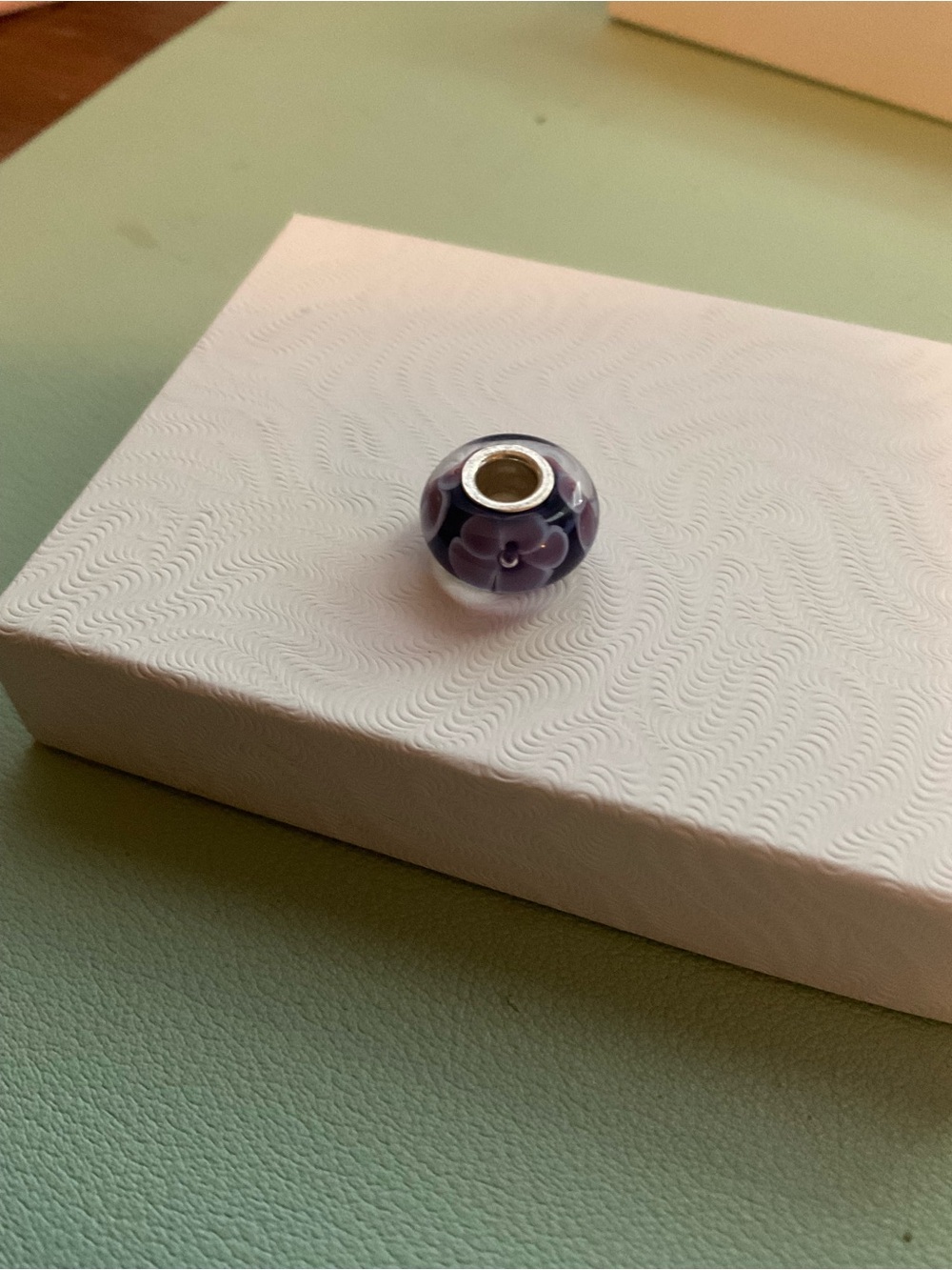 Chamilia Purple Floral Murano Glass Charm Bead